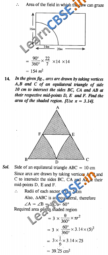 NCERT Exemplar Solutions Class 10 Maths Areas Related to Circles SAQ 2 Marks