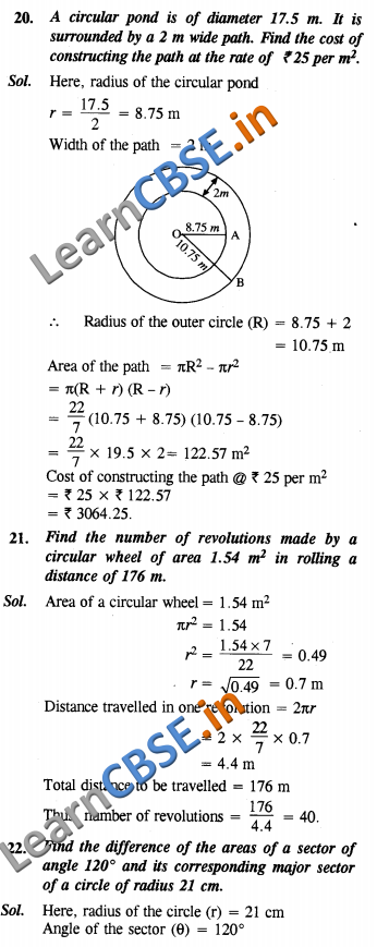 CBSE Class 10 Areas Related to Circles Solutions NCERT Exemplar Solutions SAQ 02