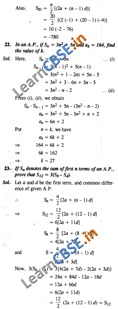  NCERT Maths Exemplar Solutions Class 10 Arithmetic Progressions SAQ 3 Marks 