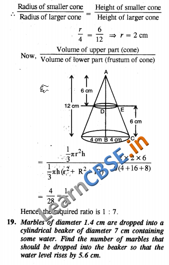 NCERT Exemplar Solutions CBSE Class 10 Maths Surface Areas and Volumes SAQ 01