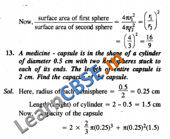 CBSE Class 10 Surface Areas and Volumes Solutions NCERT Exemplar Solutions VSAQ