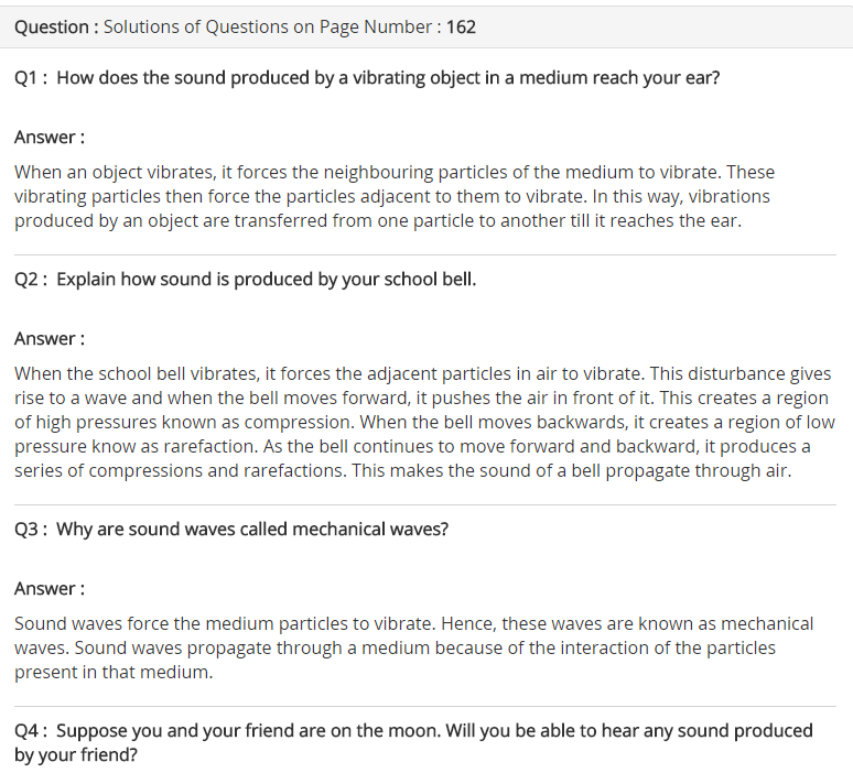 NCERT Solutions For Class 9 Science Sound