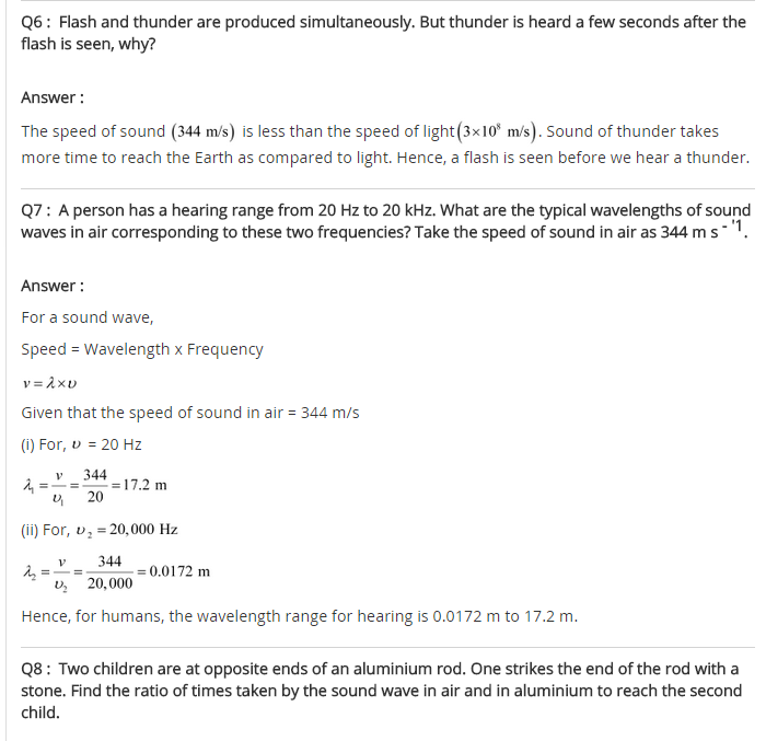 NCERT Solutions For Class 9 Science Chapter 12 Sound