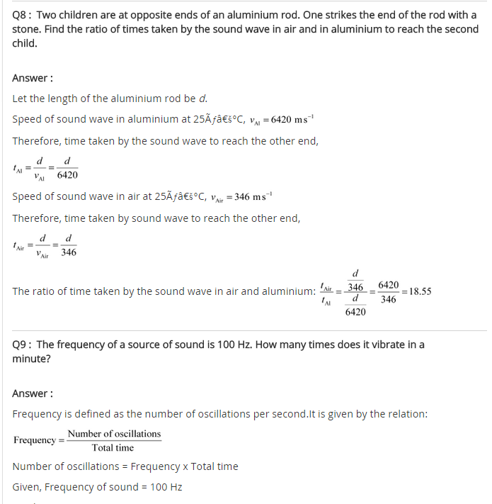 NCERT Solutions For Class 9 Science Chapter 12 Sound