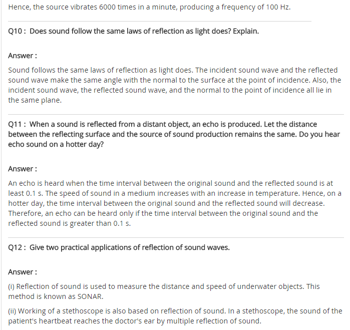 NCERT Solutions For Class 9 Science Chapter 12 Sound