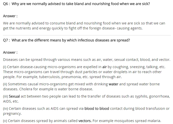NCERT Solutions For Class 9 Science Chapter 13 Why Do We Fall ill
