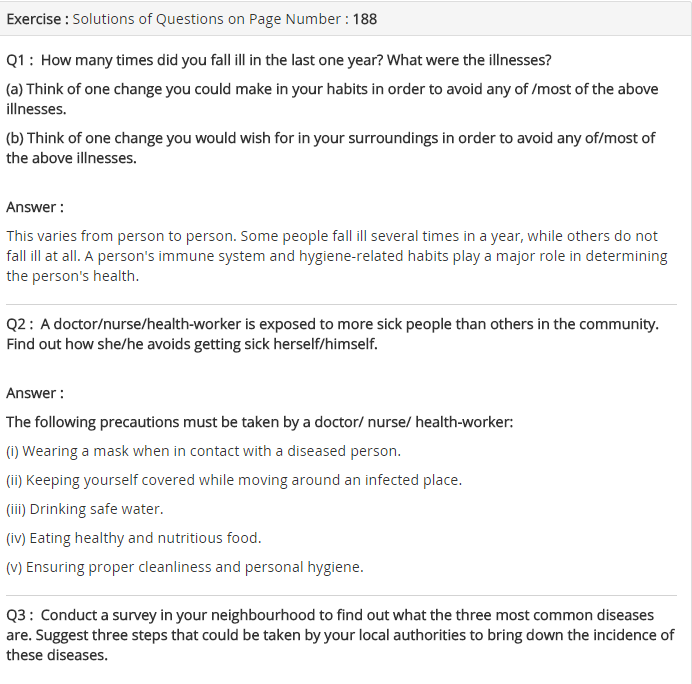 NCERT Solutions For Class 9 Science Chapter 13 Why Do We Fall ill