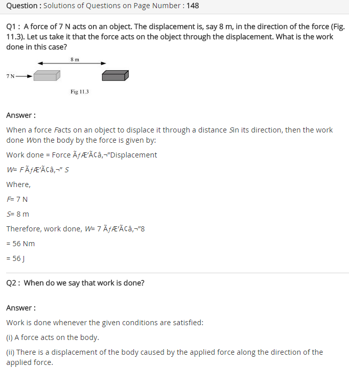 NCERT Solutions For Class 9 Science Work and Energy