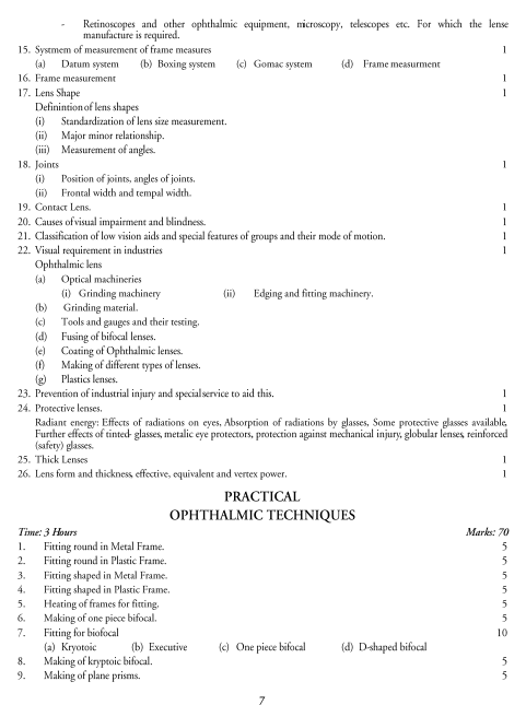  Ophthalmic Techniques Syllabus 