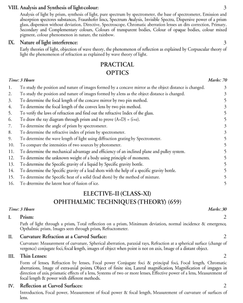  Ophthalmic Techniques Syllabus 