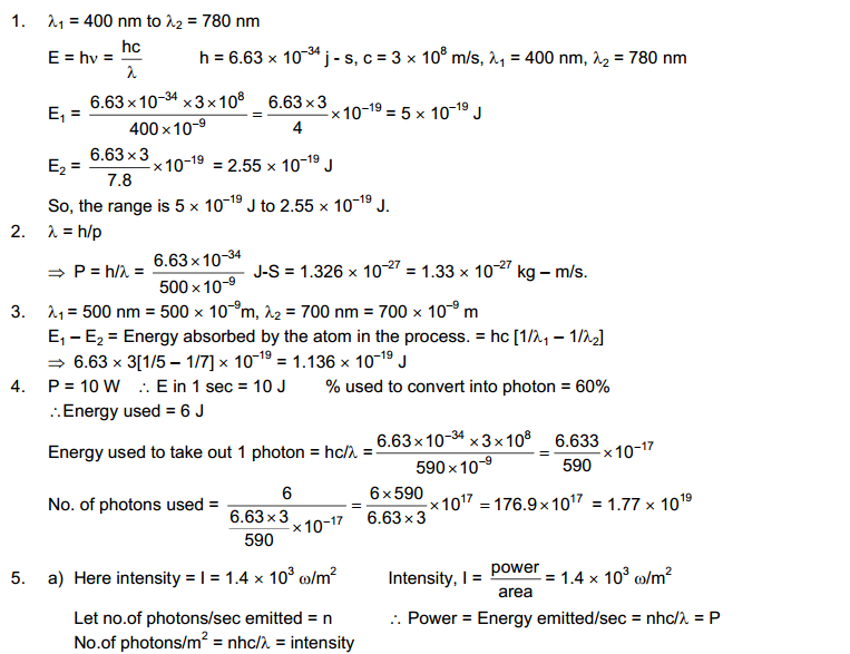Photo Electric Effect HC Verma Concepts of Physics Solutions