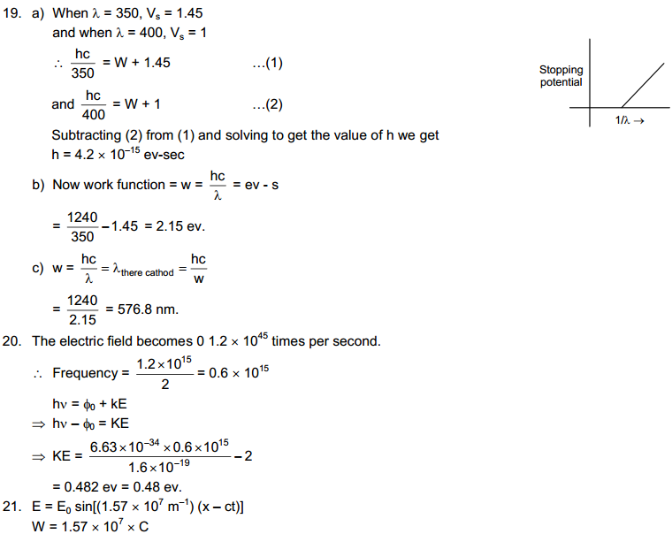Photo Electric Effect HC Verma Very Short Answer Type Solutions