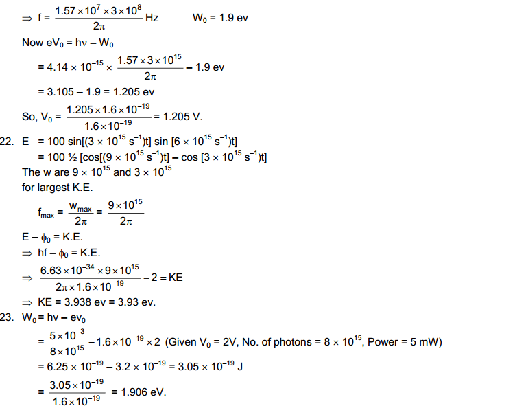 Photo Electric Effect HC Verma Very Short Answer Type Solutions