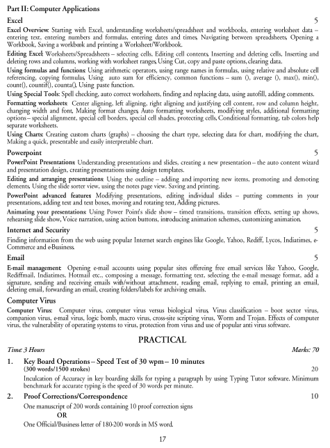  Stenography and Computer Applications Syllabus 