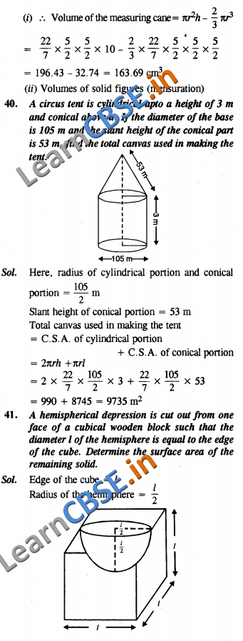 CBSE Class 10 Maths Surface Areas and Volumes