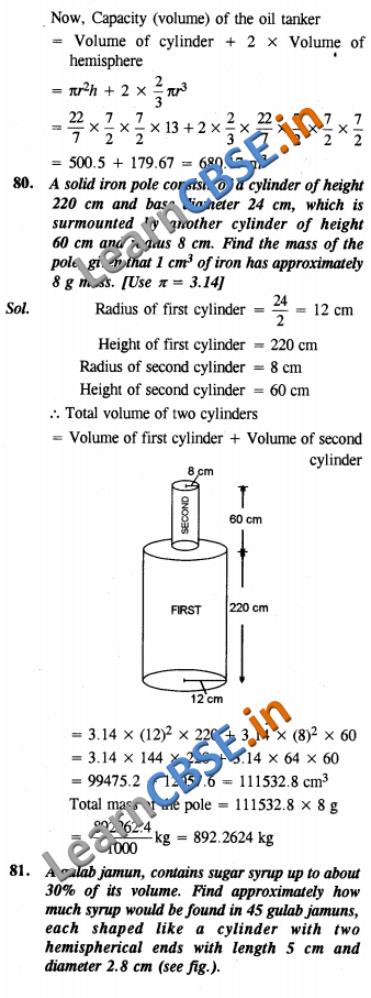  CBSE Class 10 Surface Areas and Volumes Solutions SAQ 3 Marks 03 