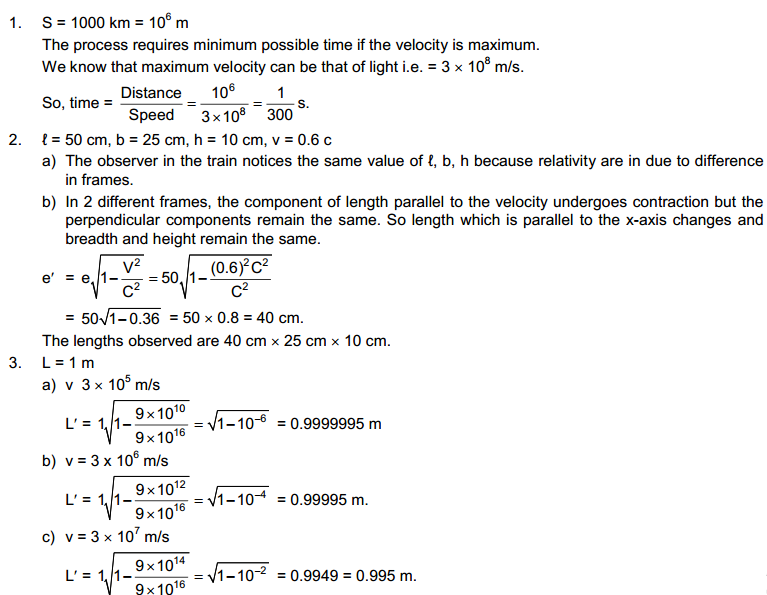 The Theory of Relativity HC Verma Concepts of Physics Solutions