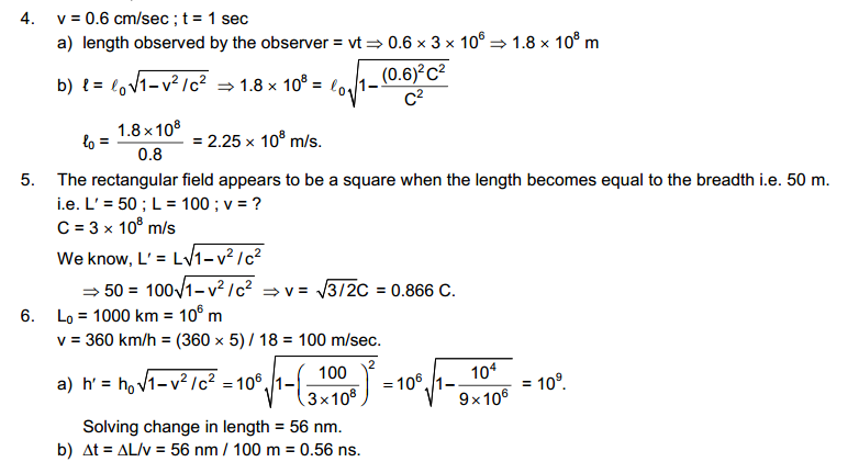 The Theory of Relativity HC Verma Concepts of Physics Solutions