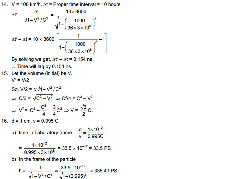 The Theory of Relativity HC Verma Concepts of Physics Solutions