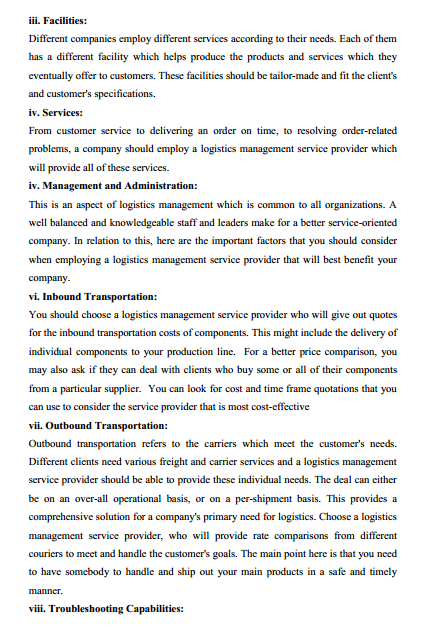  Transportation System & Logistic Management Syllabus 