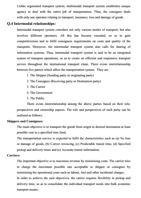  Transportation System & Logistic Management Syllabus 