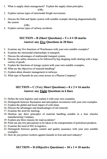 Transportation System & Logistic Management Syllabus 