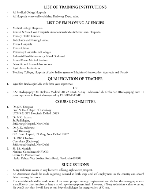  X-Ray Technician Syllabus 
