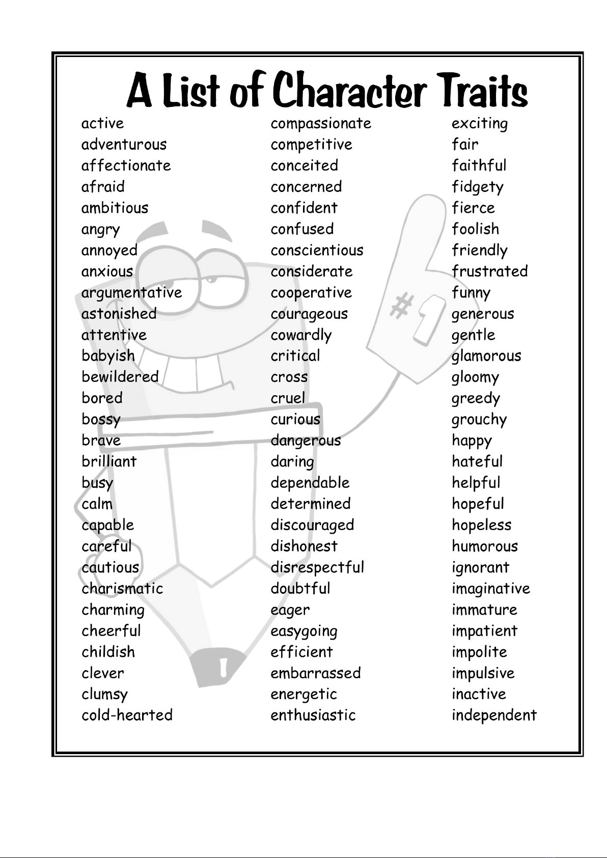 AListofCharacterTraits-1 PDF